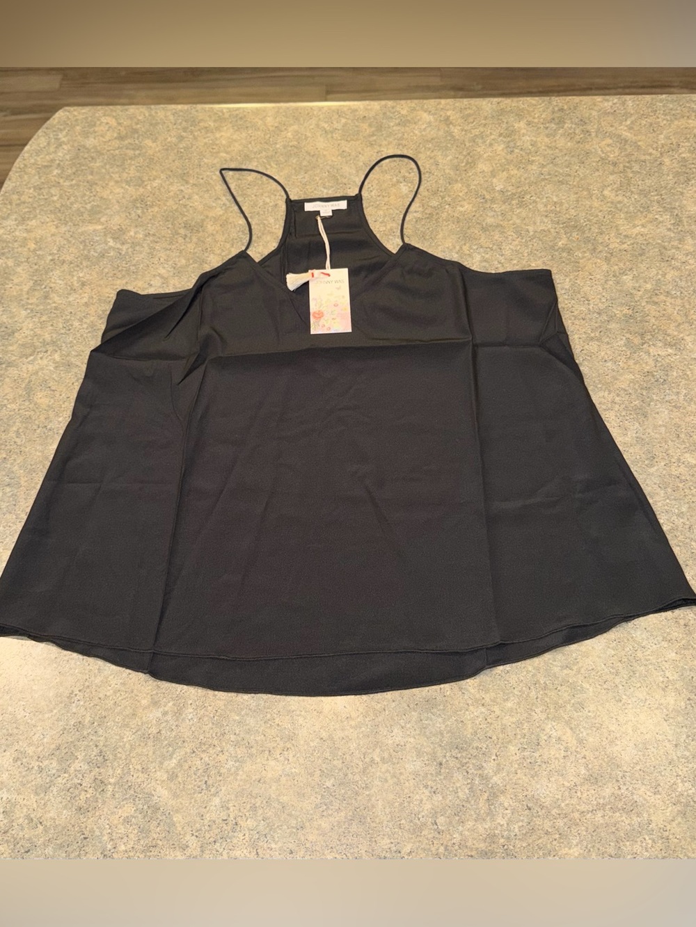 NWT JOHNNY WAS Black Spaghetti Strap V-Neck Camisole Size M, MSRP $100
